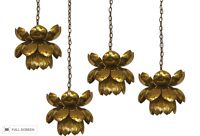 vintage 1970s set of feldman brass lotus lamps