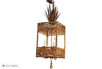 vintage 1980s gilt greek key chandelier