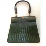 vintage alligator handbag with lucite handle