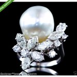 vintage art deco akoya pearl diamond platinum cocktail ring