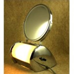 vintage art deco machine age chrome lighted vanity mirror