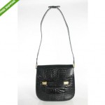 vintage bally croc embossed leather handbag