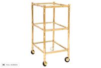 vintage brass and glass rolling side table