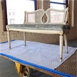 vintage caned back boudoir bench