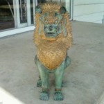vintage chinese bronze dog snow lion statue