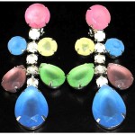 vintage christian dior frosted pastel rhinestone earrings