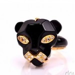 vintage french diamond onyx panther ring