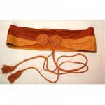 vintage french leather belt with tassels