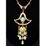 vintage glass cabachon necklace