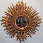 vintage italian carved gilt wood sunburst mirror