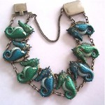 vintage japanese toshikane silver seahorse bracelet