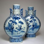 vintage pair 19th century chinese moonflask vases