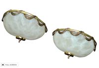 vintage pair art deco opaline glass sconces