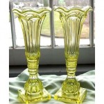 vintage pair boston and sandwich glass vases