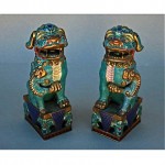 vintage pair chinese cloisonne foo dogs