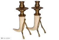 vintage pair faux tusk candleholders