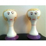 vintage pair stangl porcelain wig or hat stands