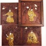 vintage set antique wood carved panels