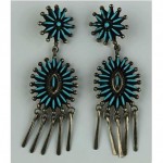 vintage zuni sterling needlepoint turquoise earrings