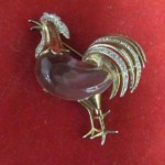 vintage trifari sterling jelly belly rooster pin