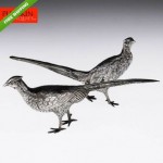 antique 1920s century swedish solid silver cast pheasants