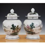 antique 1930s chinese porcelain vases with covers