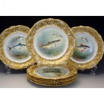 antique 19th century english porcelain fish plates