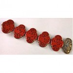 antique chinese cinnabar and brass bracelet