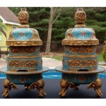 antique chinese cloisonne enamel imperial palace censer vases