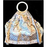 antique chinese embroidered silk evening bag with peking glass handle