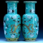 antique chinese empress dowager enamel grisaille dragon vases