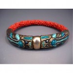 antique chinese enamel silver coral bracelet