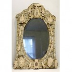 antique french carved cow bone mirror