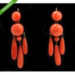 antique victorian 14k coral dangle earrings