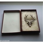 antique victorian edwardian silver scottish stag head brooch with ruby eyes