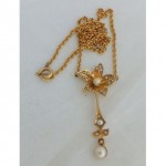 victorian art nouveau seed pearl pendant necklace