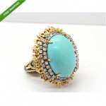 vintage 14k turquoise diamond ring