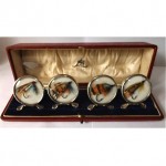 vintage 1913 set of silver fly fishing menu holders