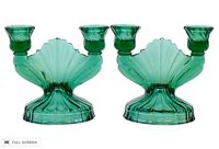 vintage 1940s pressed glass candleholders