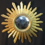 vintage 1950s gilt convex mirror