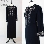 vintage 1960s beaded silver embroidered wool evening dress