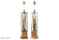 vintage 1960s stiffel brass cattail lamps