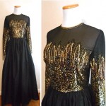 vintage 1970s sequin beaded evening gown