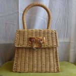 vintage 1990s ferragamo wicker handbag