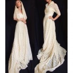 vintage lace wedding gown with train bolero and veil