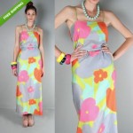 vintage alfred shaheen watercolor floral dress