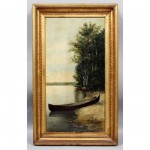 vintage american hudson river school oil painting