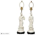 vintage asian figural porcelain lamps