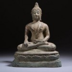 vintage cambodian style bronze buddha