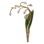 vintage carved quartz and diamond lily of the valley brooch